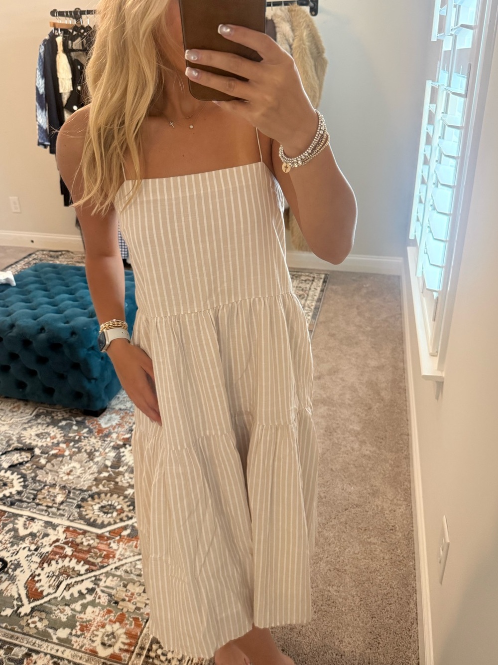 Abercrombie & Fitch Cream & White Striped Sundress